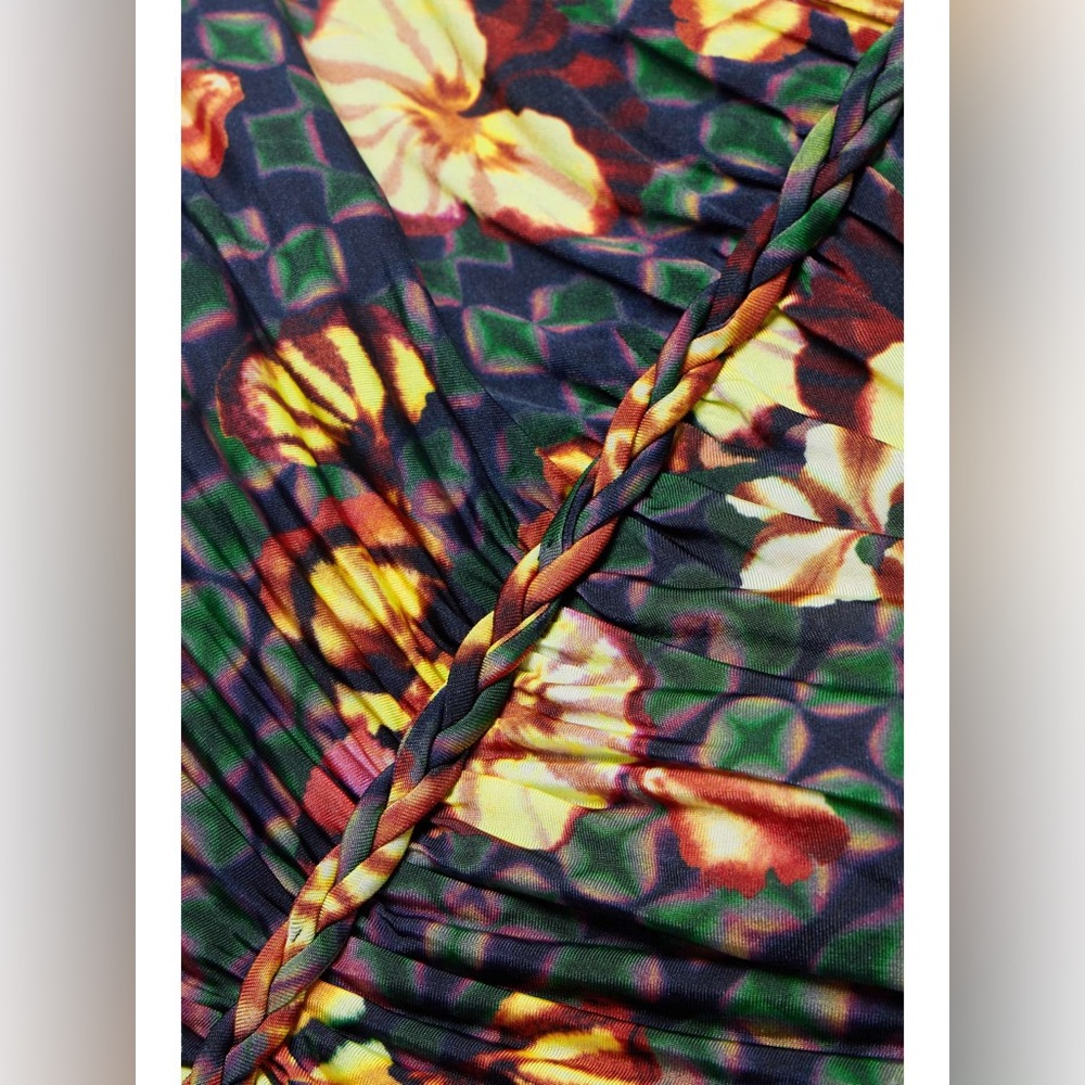 Ulla Johnson Evergreen Floral Mixed Print Ricci Long Sleeve Printed Jersey Top - Picture 3 of 11